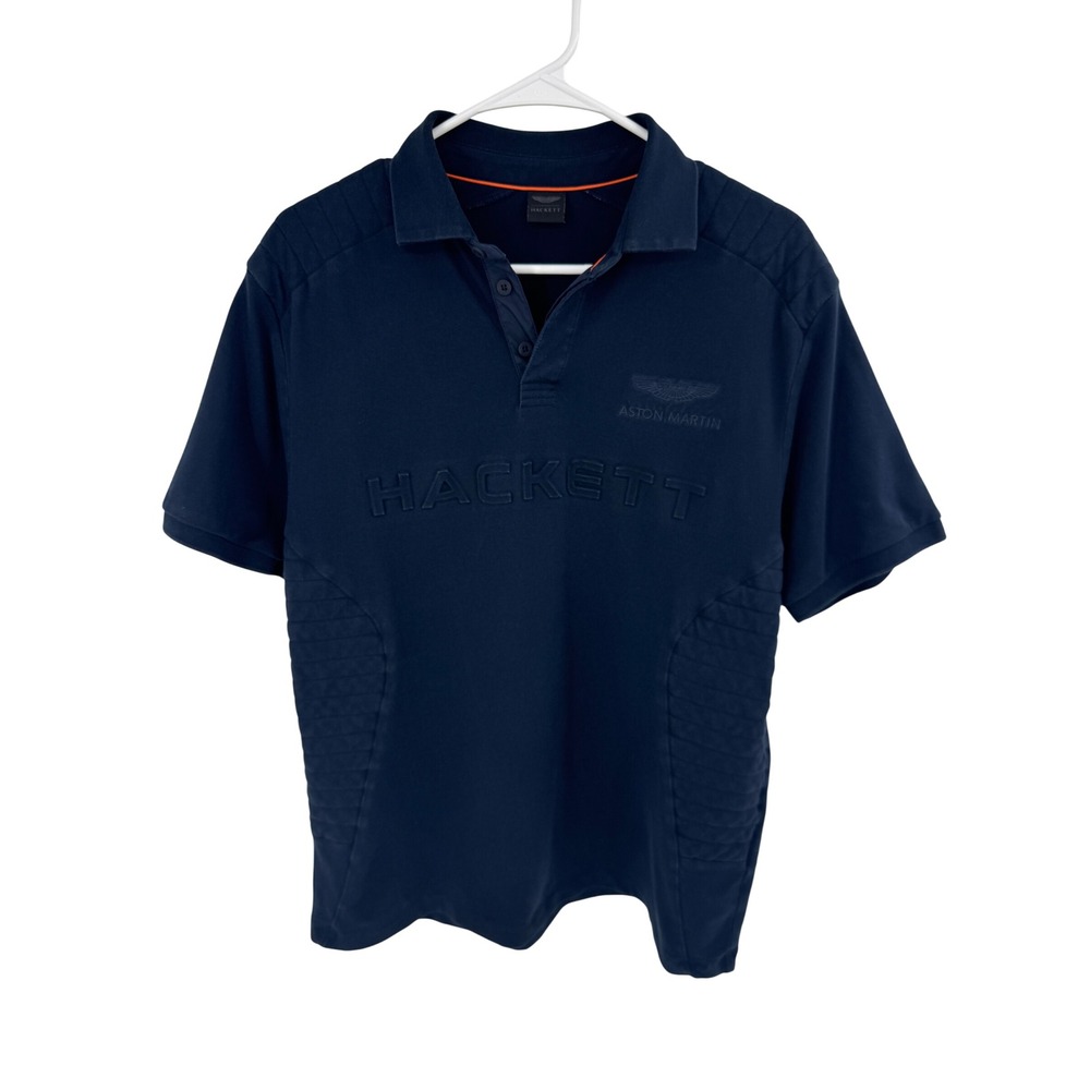 Hackett London Aston Martin Racing Polo Shirt Mens Navy Blue Short Sleeve XL